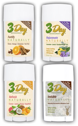 3-DAY All Natural Deodorant:  FOUR PACK ASSORTED
