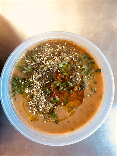 SOUP-Roasted Eggplant w/ Harissa & Za'atar