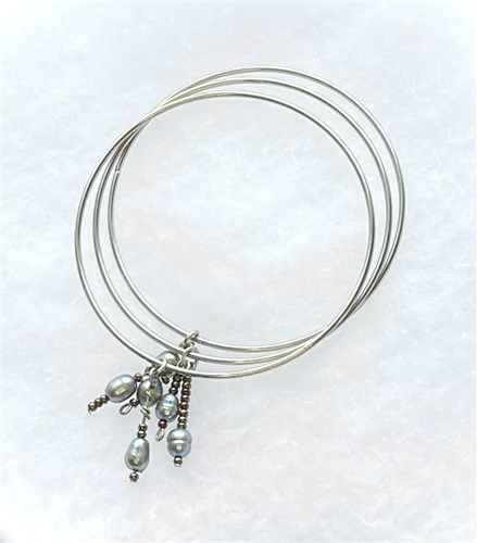 One-Of-A-Kind “Pearldrop” Bangle Bracelets