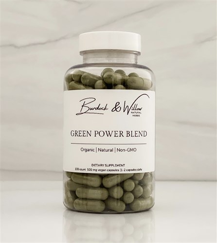 Green Power Blend Powder - 500mg Vegan Capsules