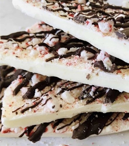 Dark Chocolate Drizzle Peppermint Bark   - GF