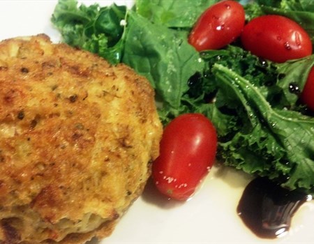 Crab Cakes with EVOO & Balsamic Salad Greens