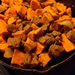 Peacemeal sirloin tips with sweet potatoes