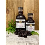 Spiced Elderberry Syrup - beyond organic American elderberries and raw honey from Forever Foods Farm in Hanover County are combined with organic ginger, organic Ceylon cinnamon and organic cloves. Available in 8 & 16 fl oz.